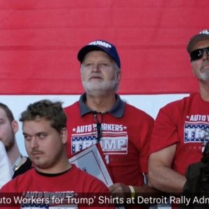 Auto Workers For Trump Shirt 2024 Fans Wearing Donald Trump Support Shirts At Detroit Rally Funny Controversy Shirts beeteetalk 4