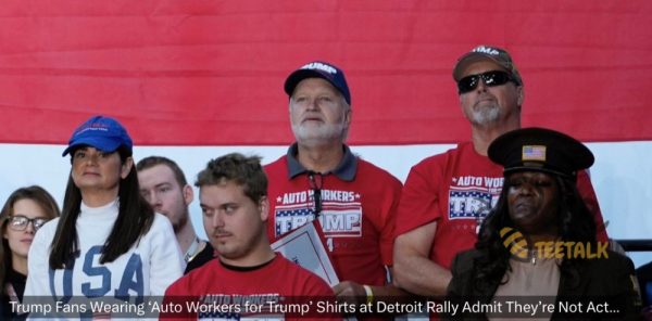 Auto Workers For Trump Shirt 2024 Fans Wearing Donald Trump Support Shirts At Detroit Rally Funny Controversy Shirts beeteetalk 4