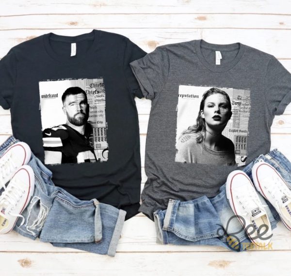 Travis Kelce And Taylor Swift Reputation Shirt Kansas City Chiefs Football Couple Matching Shirts Note A Design Travis Or Taylor In Customer Box beeteetalk 4