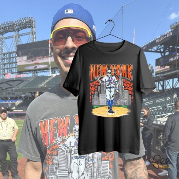 Reed Garrett New York Mets Skull Player Shirt Dead Threads Mlb 2024 Graphic Tee beeteetalk 1