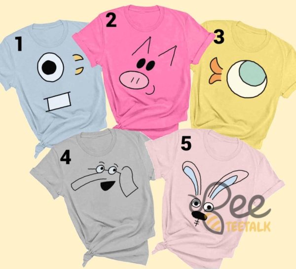 Elephant Piggie Pigeon Duckling Group Costume Book Characters Kindergarten Teacher Tee Retro Funny Book Teacher Shirt beeteetalk 5