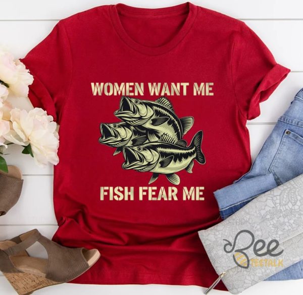 Women Want Me Fish Fear Me Vintage T Shirt Retro Bass Fisher Meme Sarcastic Shirt Fishing Gifts beeteetalk 1