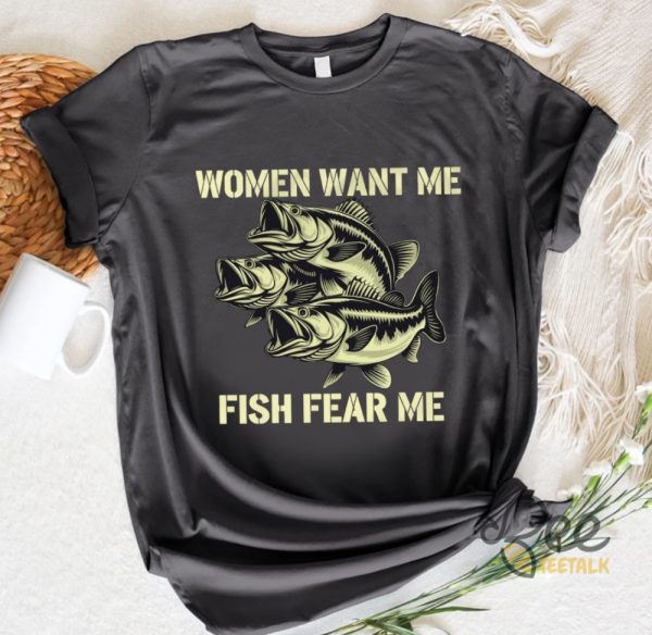 Women Want Me Fish Fear Me Vintage T Shirt Retro Bass Fisher Meme Sarcastic Shirt Fishing Gifts beeteetalk 3