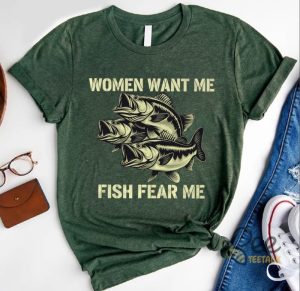 Women Want Me Fish Fear Me Vintage T Shirt Retro Bass Fisher Meme Sarcastic Shirt Fishing Gifts - | Beeteetalk High-quality Image