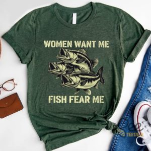 Women Want Me Fish Fear Me Vintage T Shirt Retro Bass Fisher Meme Sarcastic Shirt Fishing Gifts beeteetalk 5