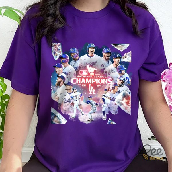 La Dodgers T Shirt Sweatshirt Hoodie Los Angeles 2024 National League Champions Baseball Graphic Tee beeteetalk 1