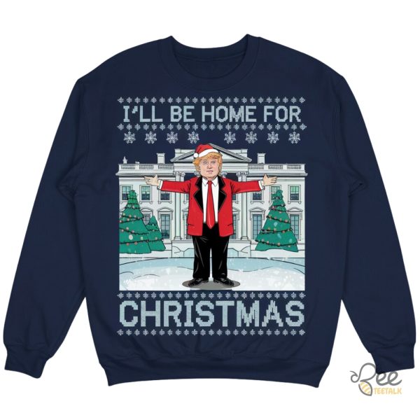 I Will Be Home For Christmas Trump Shirt Funny President Donald Trump Maga 2024 Snowflake Graphic Tee beeteetalk 1