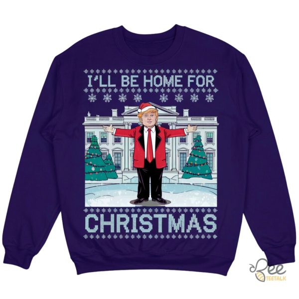 I Will Be Home For Christmas Trump Shirt Funny President Donald Trump Maga 2024 Snowflake Graphic Tee beeteetalk 2