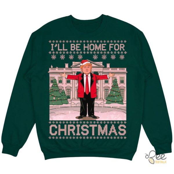 I Will Be Home For Christmas Trump Shirt Funny President Donald Trump Maga 2024 Snowflake Graphic Tee beeteetalk 3