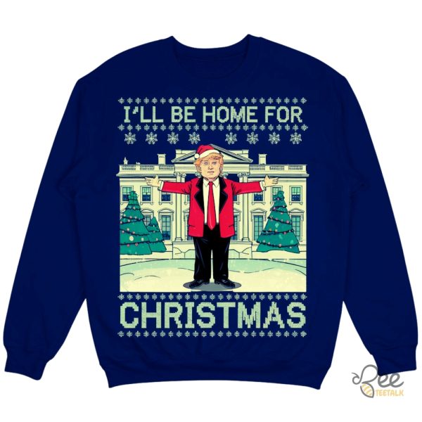 I Will Be Home For Christmas Trump Shirt Funny President Donald Trump Maga 2024 Snowflake Graphic Tee beeteetalk 4