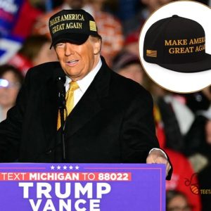 Gold Maga Hat Inspired By Donald Trump Michigan Rally Black With Gold Make America Great Again 2024 Embroidered Baseball Cap beeteetalk 10