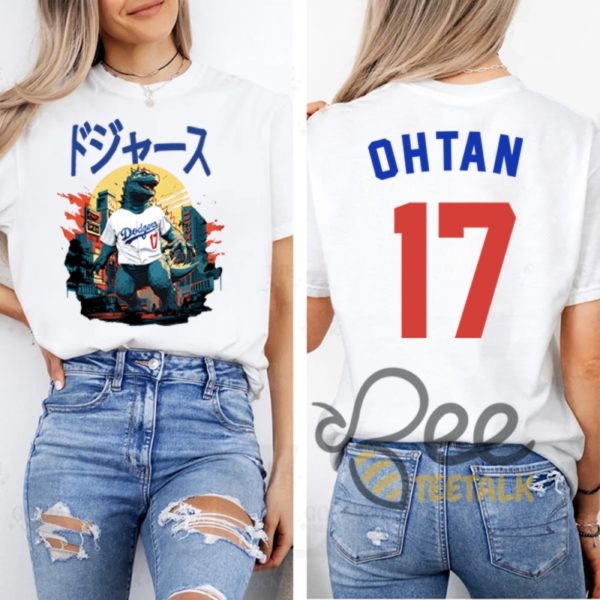 Shohei Ohtani Godzilla Championship La Dodgers T Shirt Sweatshirt Hoodie Graphic Tee Number 17 beeteetalk 1