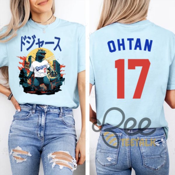 Shohei Ohtani Godzilla Championship La Dodgers T Shirt Sweatshirt Hoodie Graphic Tee Number 17 beeteetalk 2