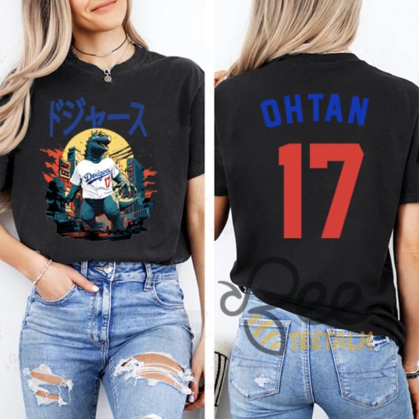 Shohei Ohtani Godzilla Championship La Dodgers T Shirt Sweatshirt Hoodie Graphic Tee Number 17 beeteetalk 5