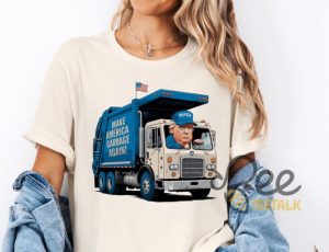 Trump Garbage Truck Funny Shirt Garbage Proud Trump Supporter Election 2024 T Shirt Maga Tee - | Beeteetalk High-quality Image