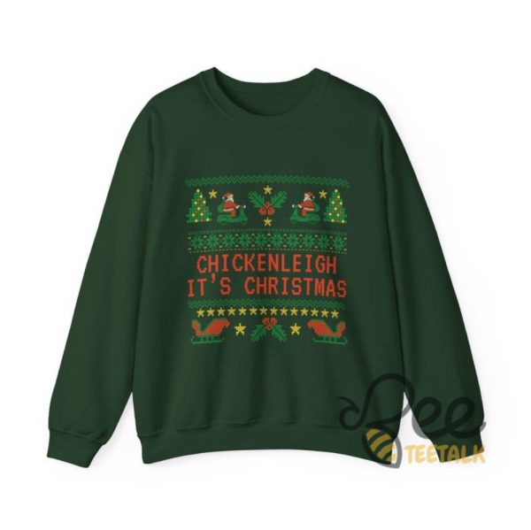 Funny Chickenleigh Its Christmas Sweatshirt T Shirt Hoodie Chicken Santa Xmas Stitch Ugly Design beeteetalk 1