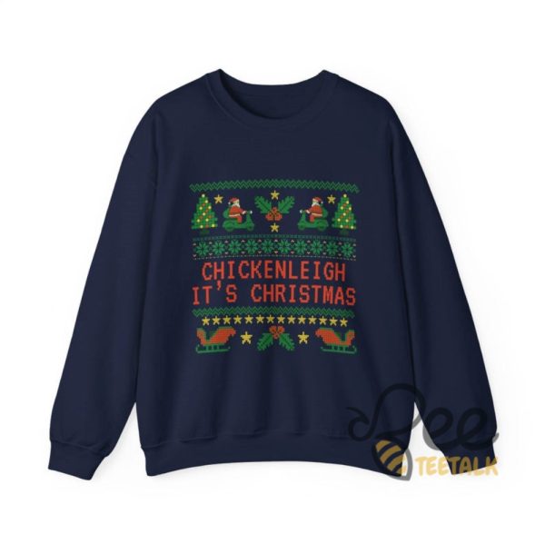 Funny Chickenleigh Its Christmas Sweatshirt T Shirt Hoodie Chicken Santa Xmas Stitch Ugly Design beeteetalk 2