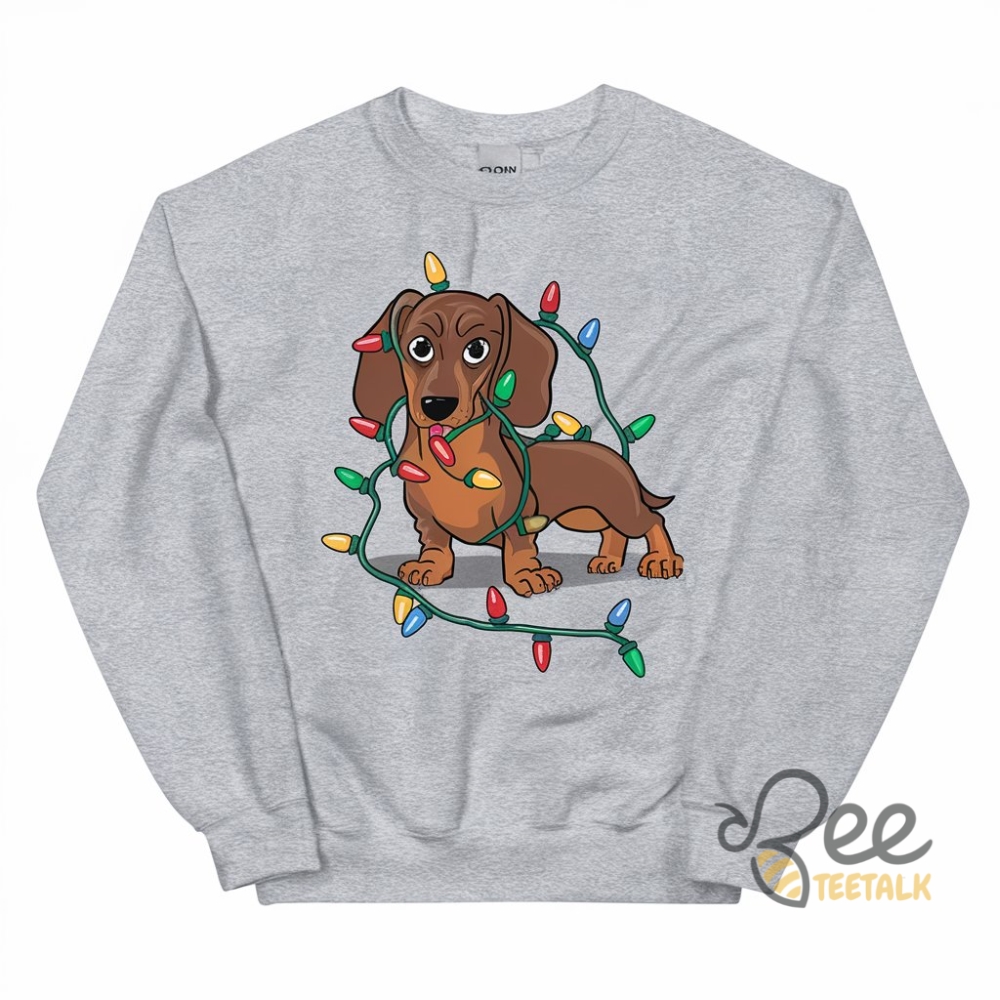 Dachshund Christmas Shirt Cute Doxie Mom Crewneck Sweatshirt Dog Lover Xmas Gift