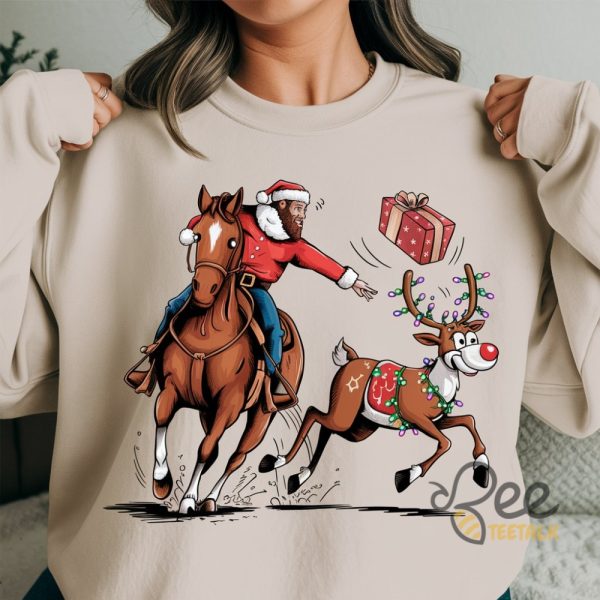 Funny Cowboy Santa Riding Horse Shirt beeteetalk 1