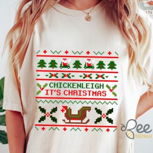 Chickenleigh Its Christmas Sweatshirt T Shirt Hoodie Funny Santa Chicken Christmas Stitch Design Xmas Gift beeteetalk 2