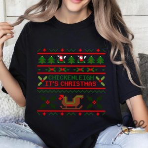 Chickenleigh Its Christmas Sweatshirt T Shirt Hoodie Funny Santa Chicken Christmas Stitch Design Xmas Gift beeteetalk 5