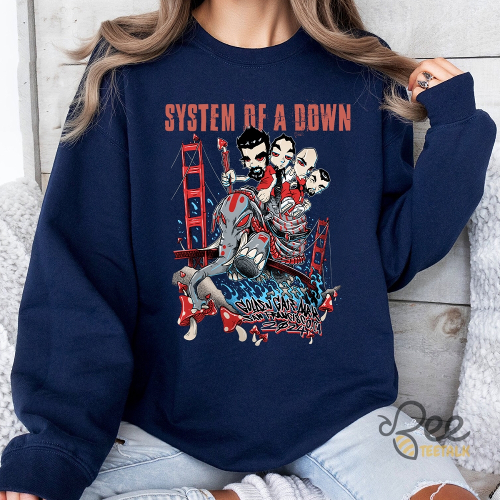 Vintage System Of A Down And Deftones San Franciscos Golden Gate Park 2024 T Shirt Metal Music Shirt Soad Cartoon Tee