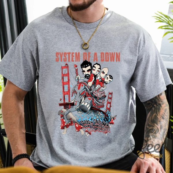 Vintage System Of A Down And Deftones San Franciscos Golden Gate Park 2024 T Shirt Metal Music Shirt Soad Cartoon Tee beeteetalk 4