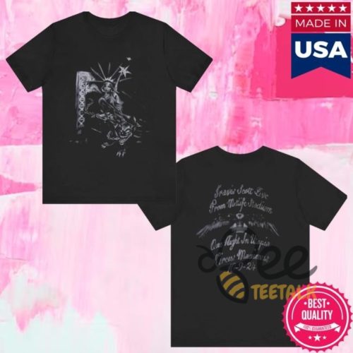 Travis Scott Black Liberty Shirt 2024 Travis Scott Live Metlife Utopia Tour Black Maximus Tee Reprinted SALE - | Beeteetalk High-quality Image