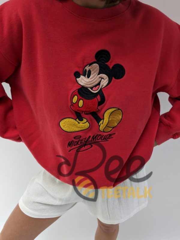 Vintage Disney Mickey Mouse Embroidered Sweatshirt T Shirt Hoodie beeteetalk 1