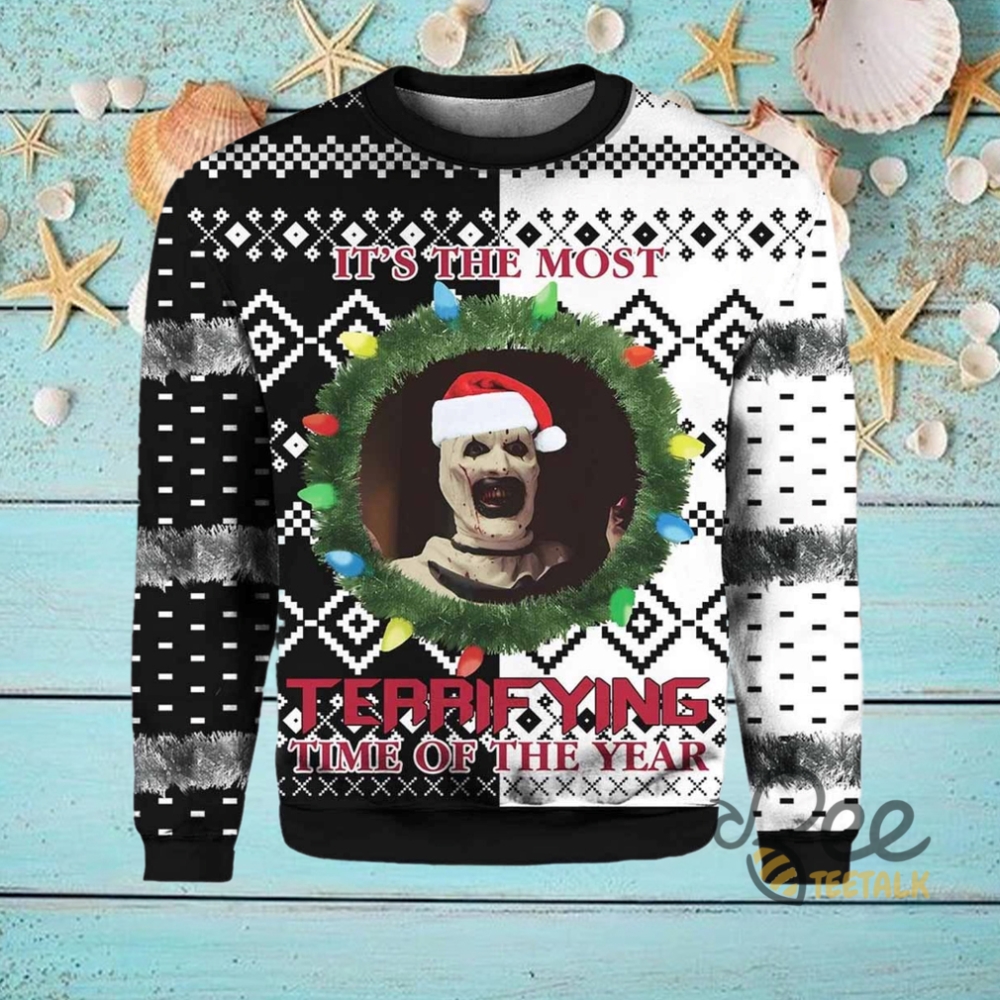 Terrifier Christmas Sweater Its The Most Terrifying Time Of The Year Ugly Xmas Artificial Wool Sweatshirt