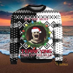 Terrifier Christmas Sweater Its The Most Terrifying Time Of The Year Ugly Xmas Artificial Wool Sweatshirt beeteetalk 2