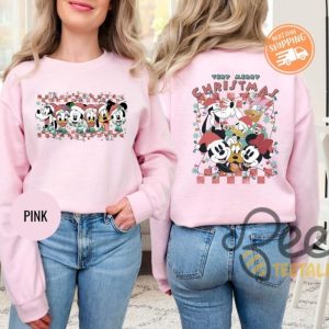 Cartoon Mouse And Friends Very Merry Christmas Checkered Christmas Lights Shirt Christmas Party Movie T Shirt Sweatshirt Hoodie Graphic Tee beeteetalk 2