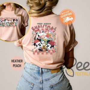 Cartoon Mouse And Friends Very Merry Christmas Checkered Christmas Lights Shirt Christmas Party Movie T Shirt Sweatshirt Hoodie Graphic Tee beeteetalk 3