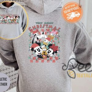 Cartoon Mouse And Friends Very Merry Christmas Checkered Christmas Lights Shirt Christmas Party Movie T Shirt Sweatshirt Hoodie Graphic Tee beeteetalk 5