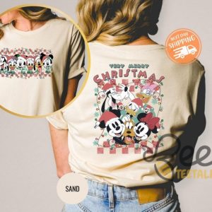 Cartoon Mouse And Friends Very Merry Christmas Checkered Christmas Lights Shirt Christmas Party Movie T Shirt Sweatshirt Hoodie Graphic Tee beeteetalk 6