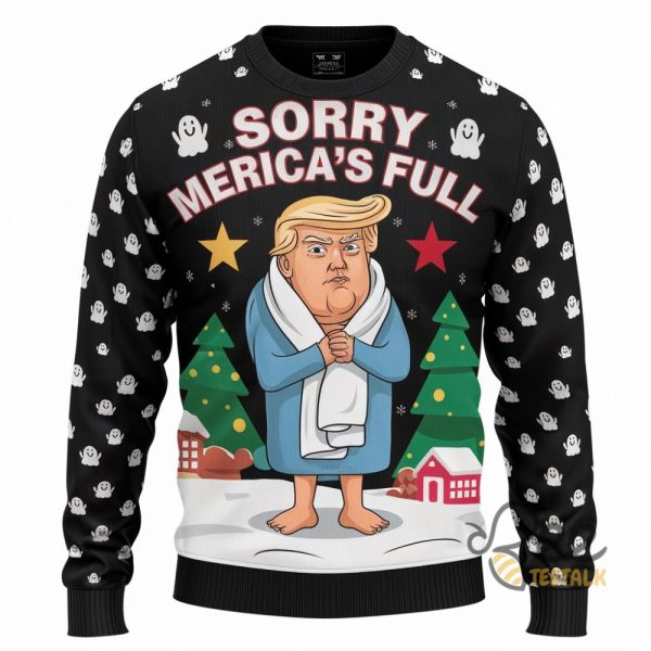 Donald Trump Ugly Christmas Sweater Sorry America Was Full Artificial Wool Sweatshirt Xmas Gift For Men Women beeteetalk 1