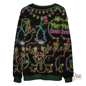 Christmas Bright Neon Lighting Ugly Christmas Sweater Santa Claus Merry Christmas Artificial Wool Sweatshirt beeteetalk 2