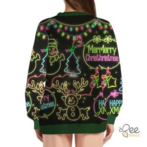 Christmas Bright Neon Lighting Ugly Christmas Sweater Santa Claus Merry Christmas Artificial Wool Sweatshirt beeteetalk 4