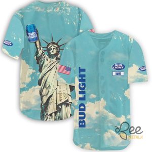 Personalized Bud Light Statue Of Liberty Baseball Jersey Shirt beeteetalk 1