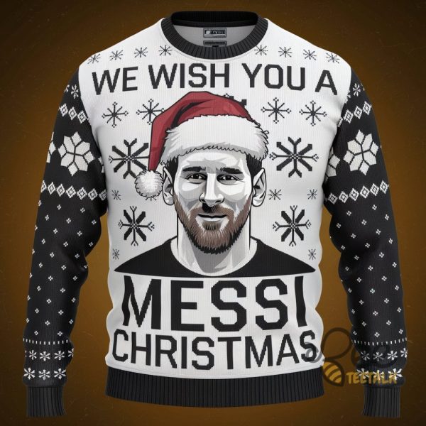 We Wish You Messi Christmas Sweater Merry Christmas Lionel Messi Ugly Xmas Artificial Wool Sweatshirt Argentina Football World Cup Jumper beeteetalk 1