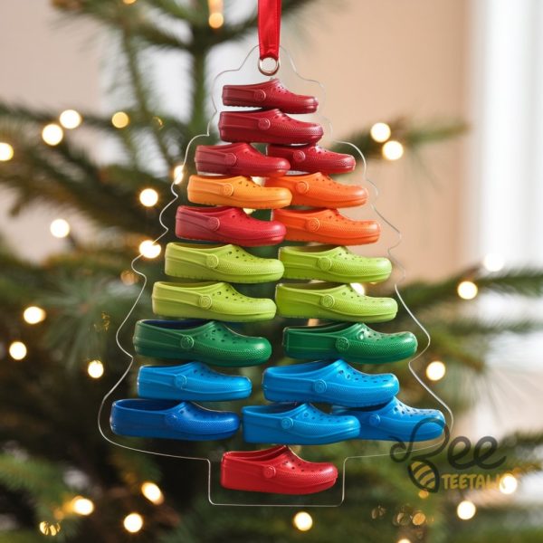 Crocing Around The Christmas Tree Acrylic Ornament Crocs Tree Funny Xmas Gift beeteetalk 1