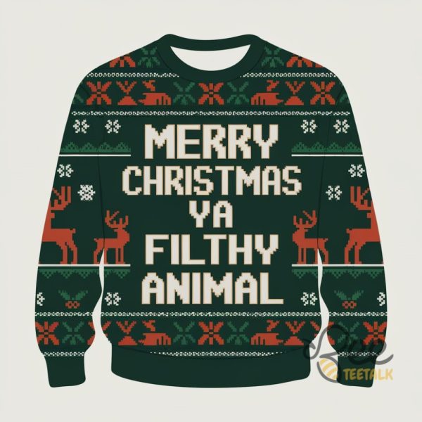 Merry Christmas Ya Filthy Animal Ugly Sweater beeteetalk 1