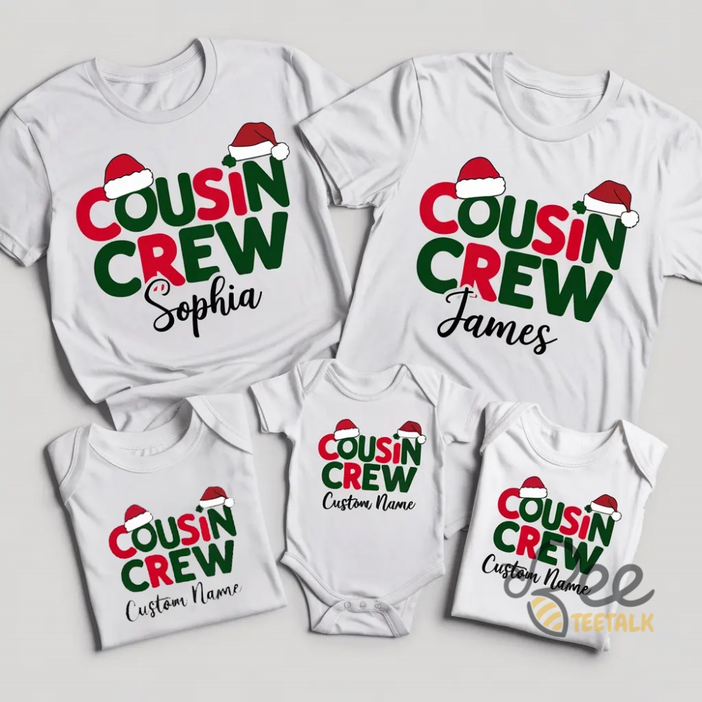 Cousin Crew Christmas Family Matching Shirts Custom Name