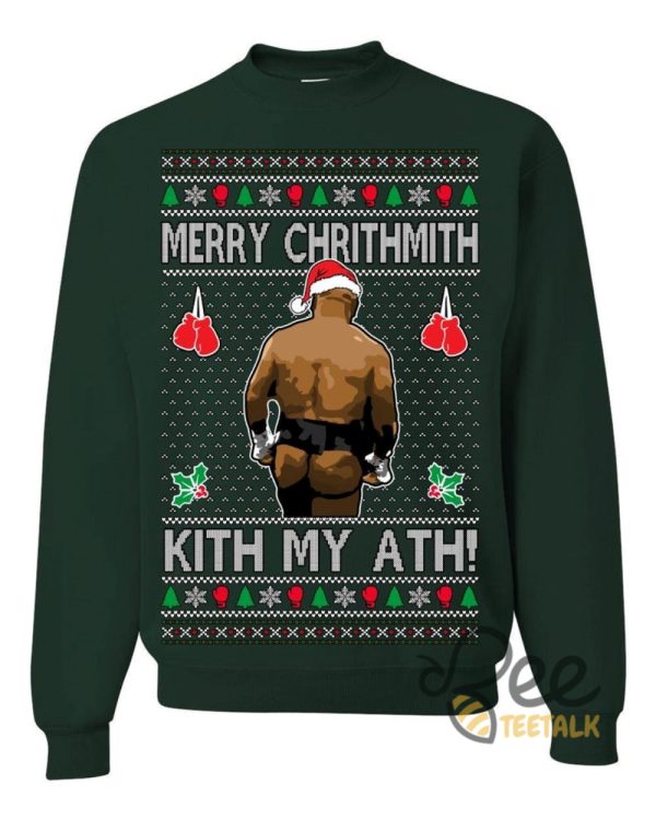 Merry Chrithmith Kith My Ath Mike Tyson Sweater Kiss My Ass Boxing Fight Meme Funny Ugly Christmas Artificial Wool Sweatshirt beeteetalk 2