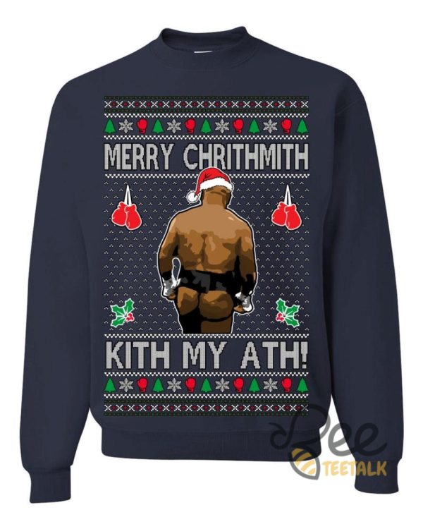 Merry Chrithmith Kith My Ath Mike Tyson Sweater Kiss My Ass Boxing Fight Meme Funny Ugly Christmas Artificial Wool Sweatshirt beeteetalk 3