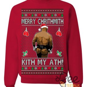 Merry Chrithmith Kith My Ath Mike Tyson Sweater Kiss My Ass Boxing Fight Meme Funny Ugly Christmas Artificial Wool Sweatshirt beeteetalk 4