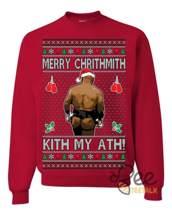 Merry Chrithmith Kith My Ath Mike Tyson Sweater Kiss My Ass Boxing Fight Meme Funny Ugly Christmas Artificial Wool Sweatshirt beeteetalk 4