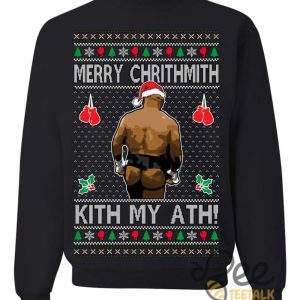 Merry Chrithmith Kith My Ath Mike Tyson Sweater Kiss My Ass Boxing Fight Meme Funny Ugly Christmas Artificial Wool Sweatshirt beeteetalk 5