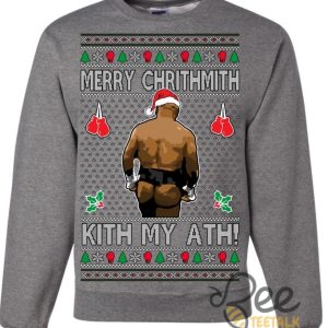 Merry Chrithmith Kith My Ath Mike Tyson Sweater Kiss My Ass Boxing Fight Meme Funny Ugly Christmas Artificial Wool Sweatshirt beeteetalk 6