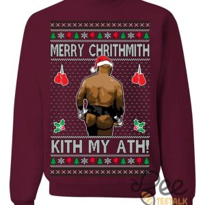 Merry Chrithmith Kith My Ath Mike Tyson Sweater Kiss My Ass Boxing Fight Meme Funny Ugly Christmas Artificial Wool Sweatshirt beeteetalk 7